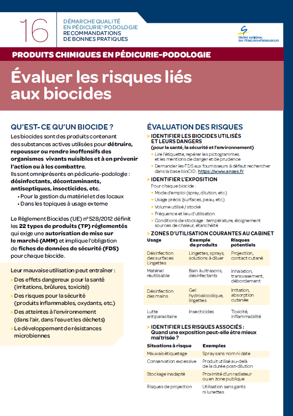 Produits chimiques et podologie-pédicurie – Comment évaluer les risques ?